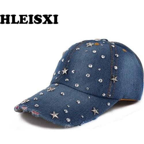 HLEISXI Adult Women Baseball Cap Fashion Denim Caps Unisex Adjustable Brand Hat Hip Hop Hats Design Hip Hop Bonnet Casual Gorros