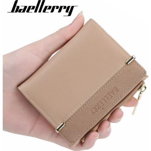 Baellerry Short Splicing Leather Female Wallets Korean Coin Purse Buckle Zipper Card Holders Women Designer Bag bolsa feminina