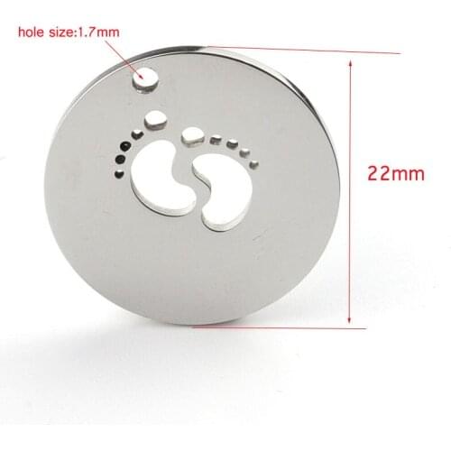 DIY Jewelry Making Trendy 5pcs 22mm Mirror Polished Stainless Steel Hollow Baby Foot Round Brand Pendant for Bracelet/necklace