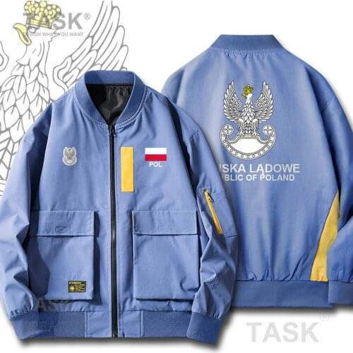 Bomber Military Biker Jacket Army Poland Polish Pole POLAK POLSKA POL Casual Streetwear Slim Fit Pilot Coat Men Harajuku Jackets