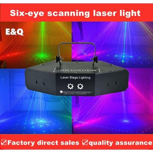 DMX 512 Fan-shaped six-eye scanning RGB Laser Light for DJ Disco Club Stage Event Show Party Effect light with Sound Control
