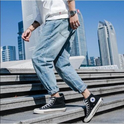 New Spring Men Quality Brand retro jeans slim pants mens tide nine pants Korean version of the trend jeans Mens Trousers