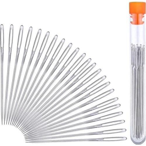 LMDZ Large-Eye Hand Sewing Needles Sewing Sharp Needles Leather Needle Fabric Cross Stitch Needles with Plastic Sewing Bottle