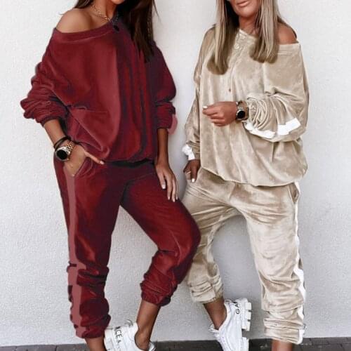 Warm Velour Women Tracksuits Hoodies Top Long Pants Sets Winter Plueche Velvet Tracksuits Sets Outfits Sport Running Sets G2987