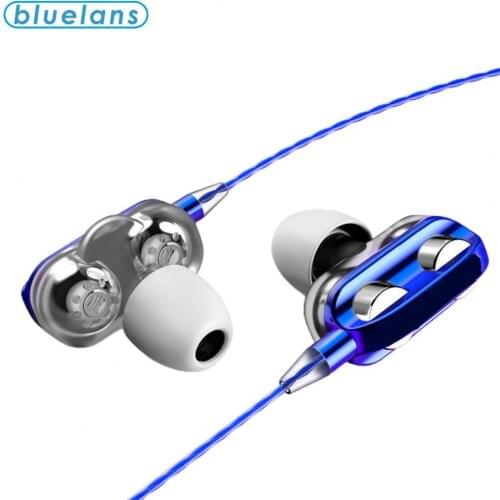 A4 Universal Wire Control Double Moving Coil Deep Bass Earbuds Headset Sports Earphone In-ear Control Hands-free with Microphone