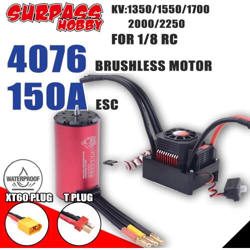 SURPASS HOBBY KK Combo Waterproof ESC Brushless Motor 4076 with 150A ESC T/XT60 Plug for 1/8 RC Drift Car Tamiya Traxxas Slash