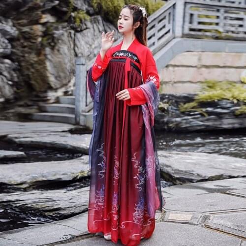 Hanfu Women Improved Full Chest Dress Lady Fashion Ancient Costume Loose and Elegant Antiquity Dresses Spring Summer Suit Female