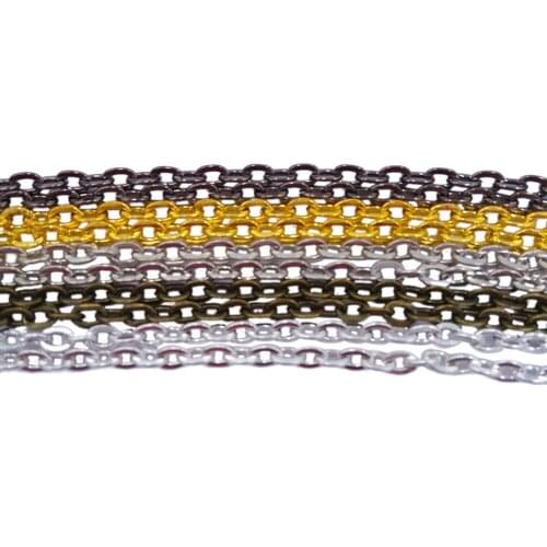 100m 2x3mm 3x4mm O Cross Flat Cable Chains Metal Link Chain Findings for Jewelry Making FCC-01