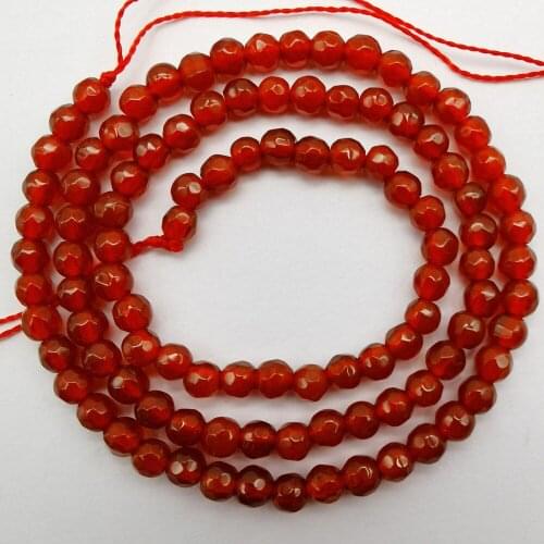 4MM Red Carnelian Stone Faceted Loose Beads Strand 15 Inch Jewelry Making For Woman Gift A323