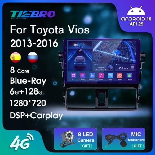 2DIN Android 10.0 Car Radio For Toyota Vios 2013-2016 Auto Radio GPS Navigation Car Video DSP Bluetooth Player NO 2DIN DVD IGO