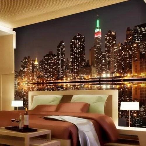 Beibehang Bright city lights dim night TV KTV bar large living room sofa mural wall paper 3D papel de parede para quarto