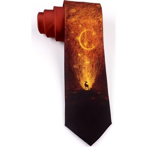 Free Shipping New Male mens students personality gift necktie Original design interesting creative tie (orange god deer) female