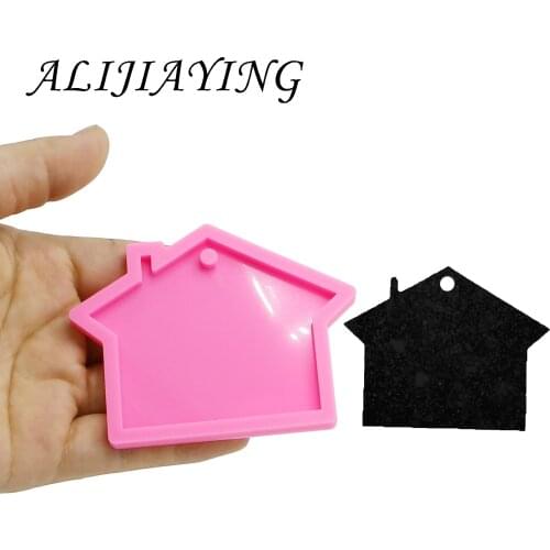 Shiny House shape Molds silicone mould for keychain key ring Pendant resin Craft DIY epoxy jewelry DY0112