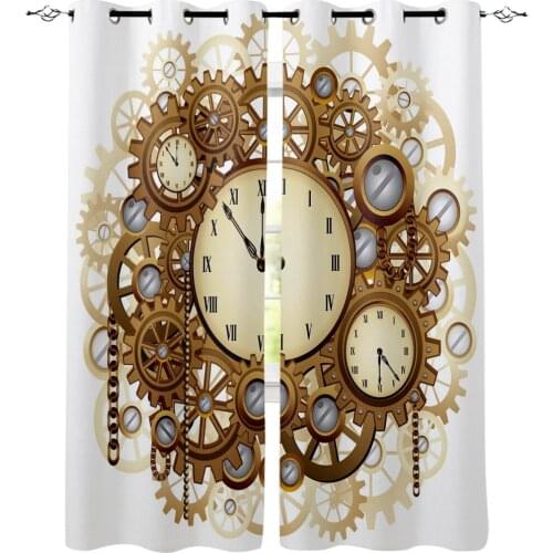 Clock Gear Steampunk Metal Curtains For Living Room Window Curtain For Bedroom Modern Interior Home Decoration