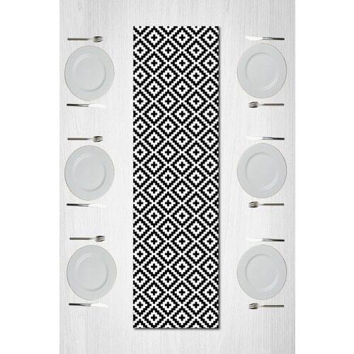 Yamamiya Black White Zigzag Pattern Runner