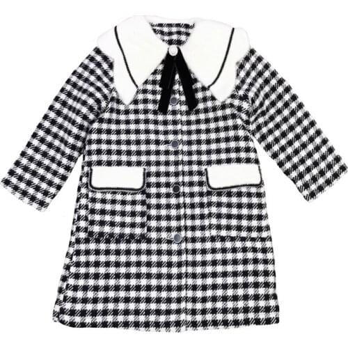 Girls long cotton jacket small fragrant long Princess woolen coat