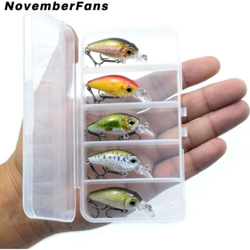 NovemberFans Artificial Hard Bait Wobblers 4.5cm 3.5g Crank Bait with Fishing Tackle Box Lures Bass Trout Fishing Lure Set