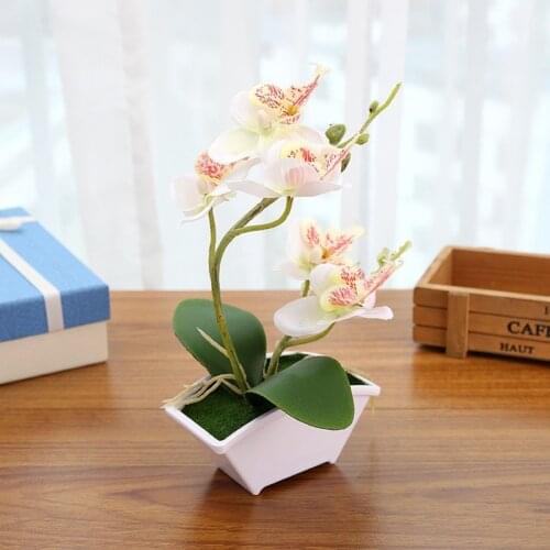1pcs Artificial Creative Bonsai Butterfly Orchid Plastic Bonsai Fake Flower With Pot Home Table Decoration