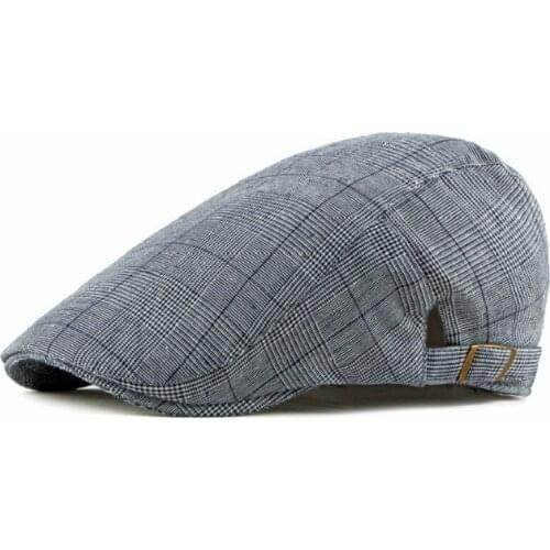 Plaid Duckbill Cap Vintage Striped Driving Golf Ivy Cap Retro Cotton Gatsby Tweed Beret Hat Peaky Blinders Newsboy Peaked Hat