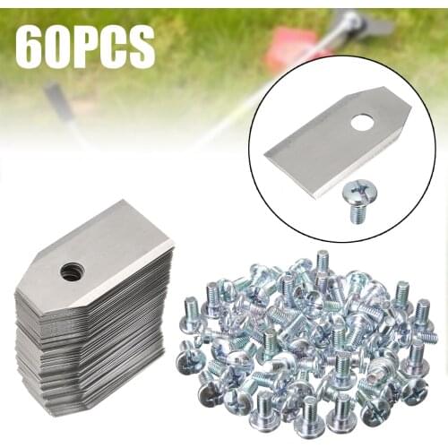 60pcs Titanium Coated Lawnmower Blade Replacement Blade with Screws for Robot Mower Garden Tools