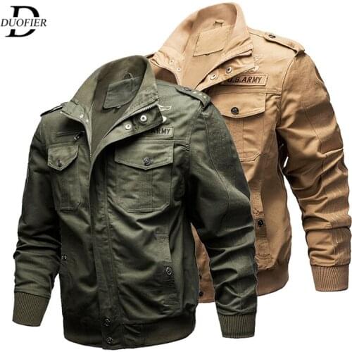 2020 Spring Autumn Mens Military Bomber Jackets Men Casual Black Zipper Pilot Jacket New Thin Stand Collar Male Coat Slim Fit