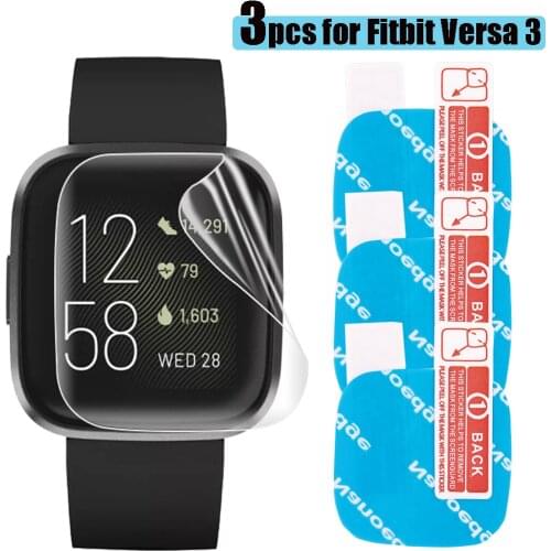 Soft film Screen Protector for Fitbit Versa 3 3D Full Coverage Antti Bubble HD Protective Film for Fitbit Watch Versa3 1-3pcs