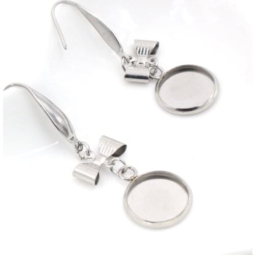 No Fade ) 12mm 10pcs Stainless Steel Handmade Style Lever Back Earrings Blank/Base,Fit 12mm Glass Cabochons,Buttons-T6-37
