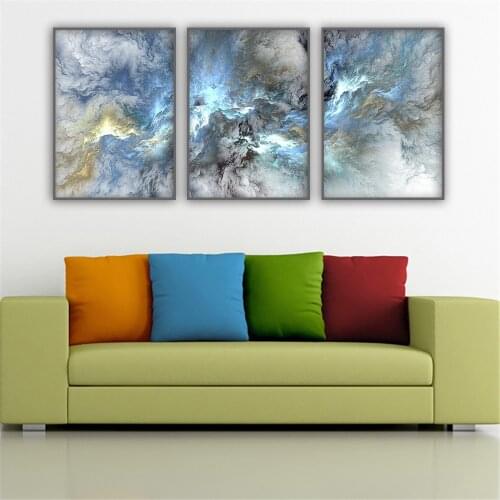 Print Grey Blue Light Abstract Unreal Cloud Poster Set Of 3 Whale Art Print Bedroom Wall Art Wall Painting