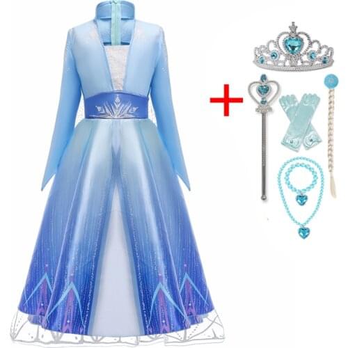 Elsa Dress For Girls Halloween Party Costume Kids Cosplay Elza Anna Dresses Children Fancy Dress Up Role Playing Disguise 4-10Y