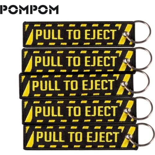 POMPOM Pull To Eject Keychains for Motocycles and Cars embroidery OEM Keyring Aviation Gift Motor key Tags llaveros lote 5PC/Lot
