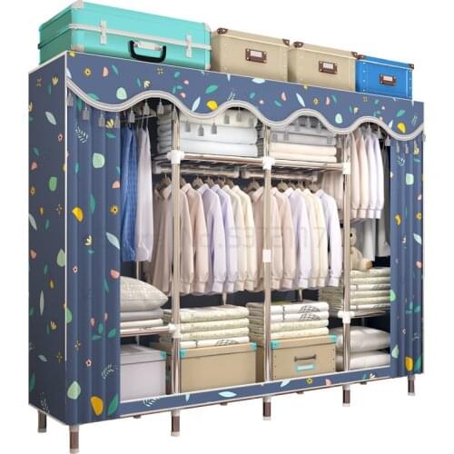 Simple wardrobe cloth wardrobe steel pipe thickening reinforcement bedroom household assembly storage cabinet