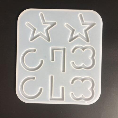Transparent silicon mold DIY irregular geometry five pointed star pattern ear nail earring mold