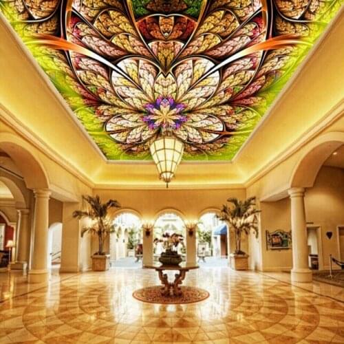 Drop Shipping Custom Photo Wallpaper Custom HD European Fantasy Abstract Gorgeous Frescoes Hotel Hall Ceiling Mural Wallpaper