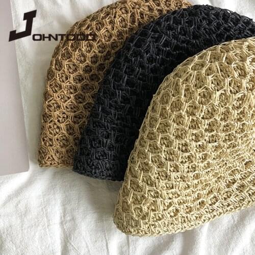 2021 New Fashion Summer Woman Fishermans Hats Caps Bucket Hat Sun Protection Ladies Hats Handmade Solid Color Cap Adjustable