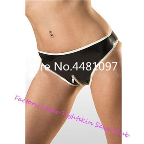 Sexy Handmade Nature Latex Underwear Female Rubber Lingerie For Women Plug Size XS-XXXL open crotch lingerie fetish faux