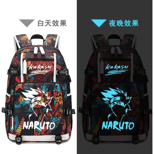Narutoo Sharingan Sasuke Itachi Luminous Backpack Student School Shoulder Bag Satchel Laptop Rucksack Knapsack Teenager Travel