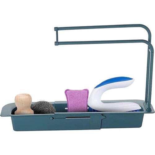 Telescopic Sink Shelf Soap Sponge Drain Rack Storage Basket Bag Faucet Holder Adjustable Bathroom Holder Sink Kitchen Accessory