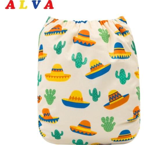 ALVABABY Positioning Cloth Diapers Baby Waterproof Baby Nappy with 1pc Reusable Insert