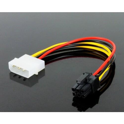 OULLX 4Pin Male to 6 Pin Male Power Extension Cable 18cm for Graphics Card BTC Miner Computer Power Adaptor
