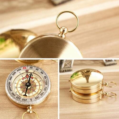 Vintage Copper Flip Outdoor Navigation Luminous Travel Camping Pocket Compass Clinometer Camping Tools Multifunction Compass