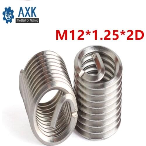 50pcs M12*1.25*2D Wire Thread Insert A2 Stainless Steel Wire Screw Sleeve M12 Screw Bushing Helicoil Wire Thread Repair Inserts