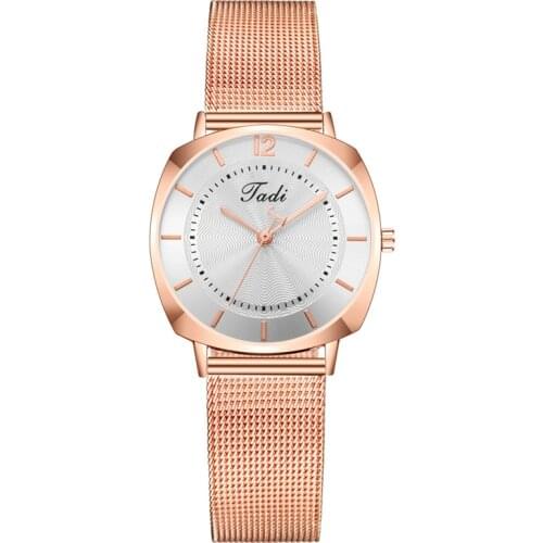 Japanese Quartz Movement Stainless Steel Mesh Band Watch Rose Gold Ladies Watch Shining Star Face Womens New Watch