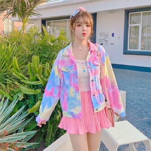 2021 Fashion Cartoon Print Womens Denim Jacket Coat Sweet Jeans Outwear Female Spring Autumn Casual Loose Cowboy Outwear A776