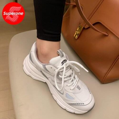Superone Womens Sneakers Platform Shoes For Women Cow Leather Fashion Mix Color Casual Daily Sneakers Lady Footwear Size 35-39