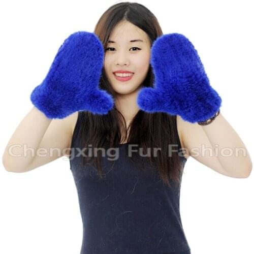CX-A-60K Brand Fashion Winter women 100% Mink Fur Gloves Knitted Thick Warm Fur Gloves & Mittens