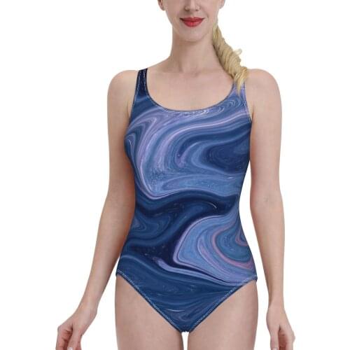 One Piece Swimsuit 2020 Sexy Swimwear Blue Dark Marble Women Swimsuit Bathing Suits Beach Wear Swim