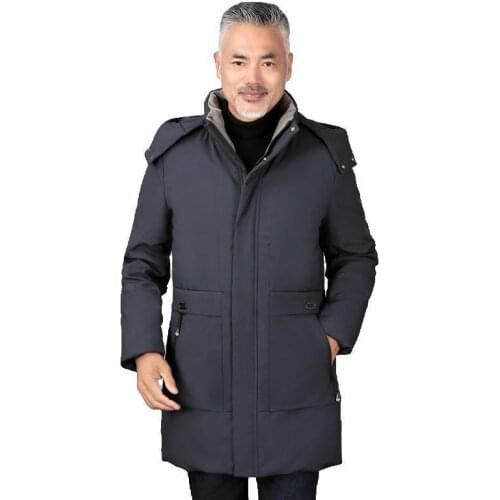 Winter White Duck down Middle-aged Daddy Clothes Mens Mid-length Thick down Jacket MenS Wear Jacket