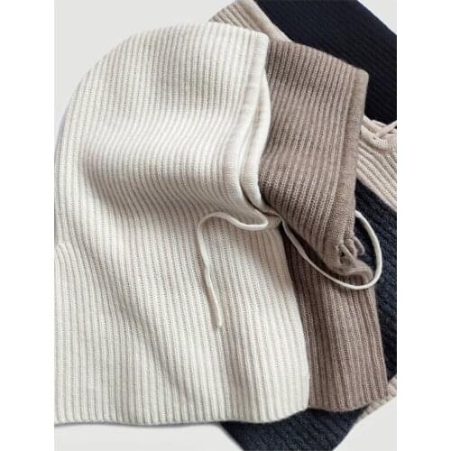 100% Cashmere Hat Pure Cashmere Knitted Hat Women Outdoor Winter Warm Cable Flower Cashmere Scarf Multi use