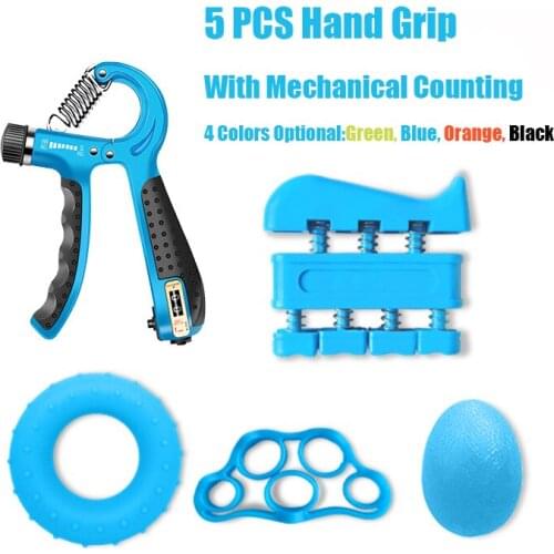 5Pcs/Set R-Shape Adjustable Spring Hand Grip Sports Strength Expander Countable Exercise Hand Strengthener Finger Grip Trainer