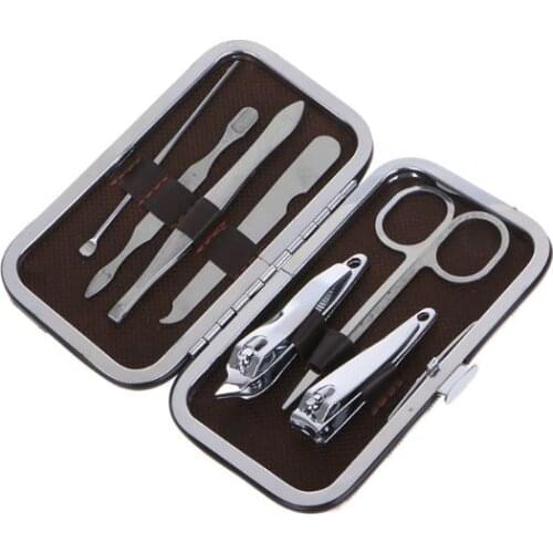 7pcs Men Women Stainless Steel Manicure Pedicure Nail Clipper Set Travel Grooming